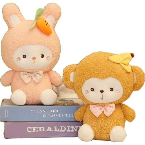 23/35cm Kawaii Fruit Cartoon Animals Banana Monkey Carrots Rabbits Cute White Lamb Sheep Plush Cuddly Toys for Baby Girl Kids