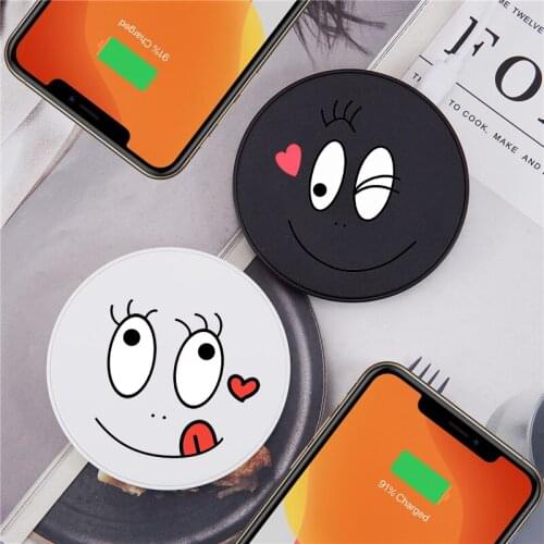 Cute Cartoon Smile Qi Wireless Charger For iPhone 12 11Pro Max 8 Plus X XR XS Charging Pad Induction For Samsung S20 S10 9 plus