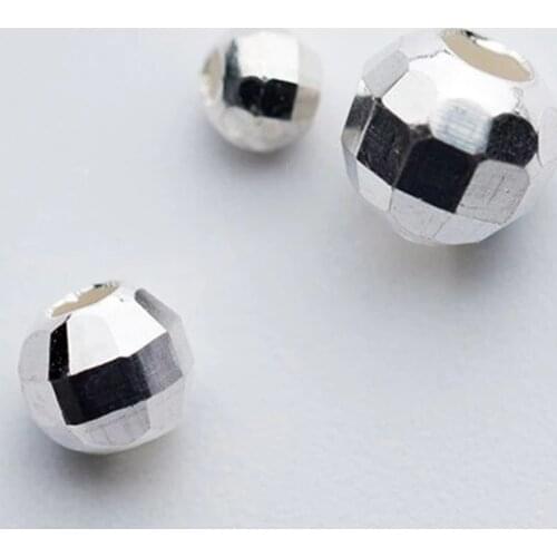 10pcs/lot 925 Sterling Silver Facetd Loose Spacer Beads Football Design Silver Small Prayer Beads DIY Jewelry Making 3mm 4mm 5mm