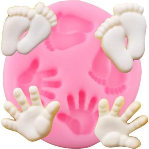 Baby Hand Foot Silicone Molds Chocolate Candy Clay Mold Cake Baking Baby Birthday Cupcake Topper Fondant Cake Decorating Tools