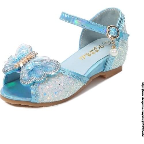 Disney childrens high heel princess party shoes summer new girls sandals baby childrens shoes little girl crystal shoes 25-36