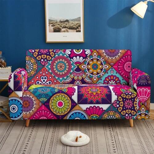 Custom 3D Print Bohemian Mandala Elastic Couch Cover Sofa For Living Room Bedroom Home Decor 1/2/3/4-seater Sofa Protector