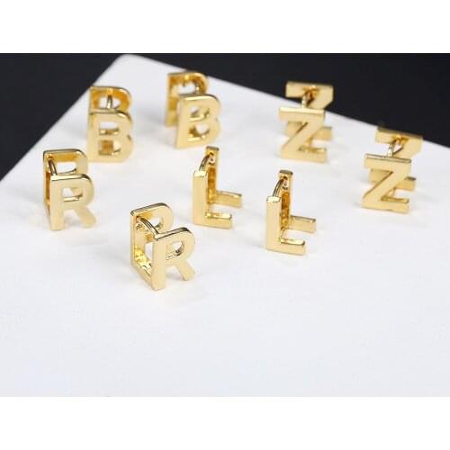 Glossy Initial Letter Ear Buckle Stud Earrings for Women Pendientes Piercing Earring Jewelry Bijoux Femme earrings 2021 trend