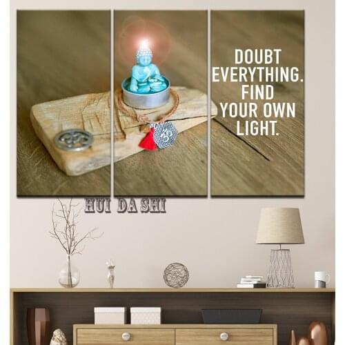 China Bamboo Thai Buddha Statue Candlelight 3 Panel Canvas Wall Painting Art Modern Home Decoration Wall Art Modular Picture