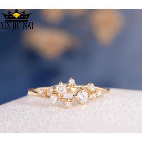 3 Colrs Chic Shining Stars Constellation Austrian Diamond Rings For Young Ladies Rose Gold Color Anel AAA Cubic Zircon Jewellery