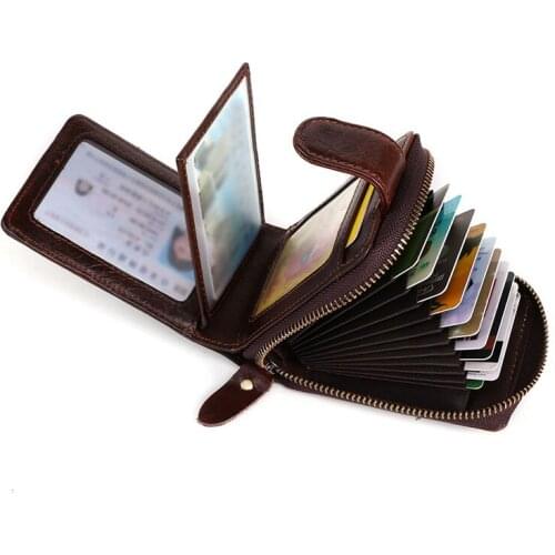 Genuine Leather short Men card case Multi slots Man Wallet for cards Solid Cowhide Credit card holder big capacity coin holder