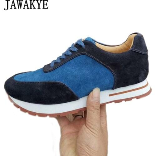 Brand Men Casual Shoes Comfort Real Leather Thick Bottom Flat Shoes Mixed Color Lace Up Men Sneakers Fashion Loafers For Men