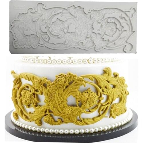 European Fringed Curtain Lace Silicone Mold DIY Fondant Cake Embossing Mold Dry Pez Mold Baking Utensils K759