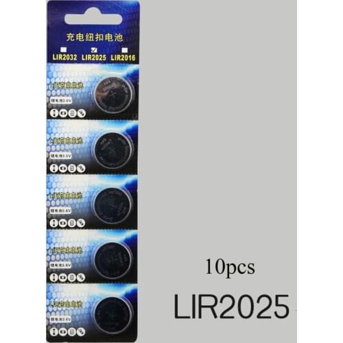 Soravess 10PCS 3.6v LIR2025 Button Coin Cell 30mAh Lithium Lir Ion Rechargeable Battery Li-ion Replace For CR2025 CR2025