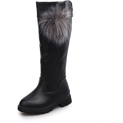 Fur Kids Snow Boots Winter Female Fashion Boots Girls Princess Knee-length Martin Boots Warm Solid Color Child Sneaker SC103