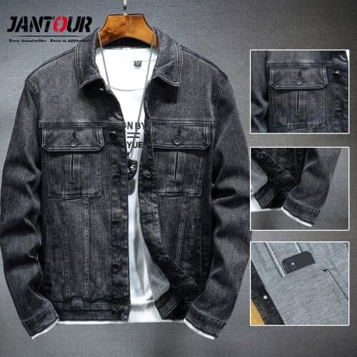 2020 Jacket Men Autumn Winter Retro Fashion Denim Jacket Thicken Turn-Down Collar Polyester Bomber Jacket Big Size M-4XL