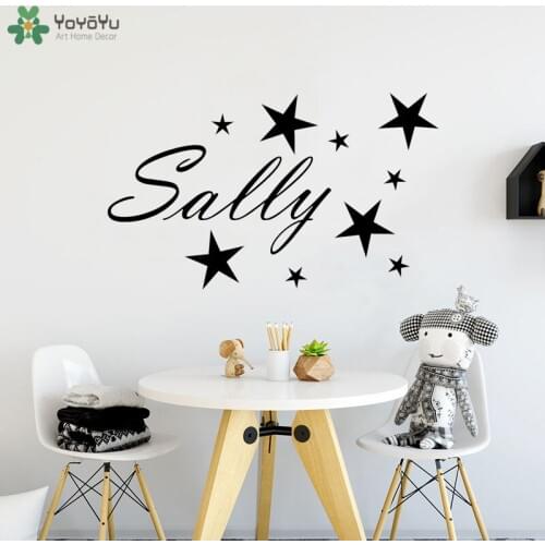 YOYOYU Wall Decal Personalised Girls Name Wall Sticker Stars Design Cartoon Baby Bedroom Custom Decoration Gift Kids Decor CT683