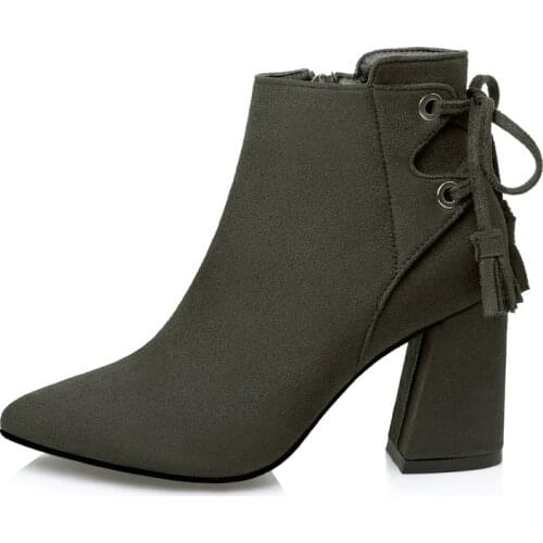 2020 Autumn And Winter New Super High Heel Thick With Classic Warm Section Suede Side Zipper Bow Thin Strap Womens Boots B23