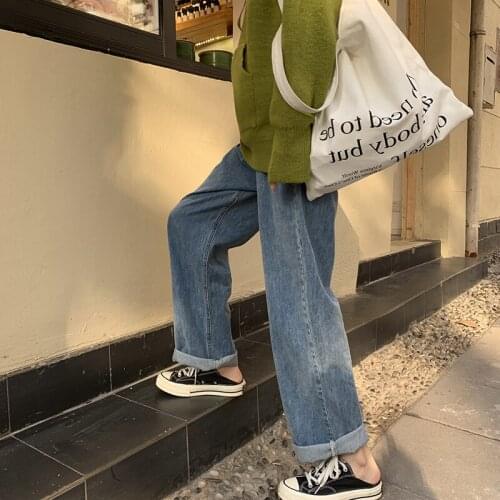 New loose straight high-rise jeans