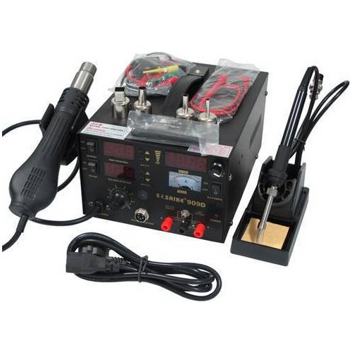 220V SAIKE 909D Soldering/Hot air gun rework station 3 in1 Soldering iron+Hot Air Gun+Power Supply+Welding gift
