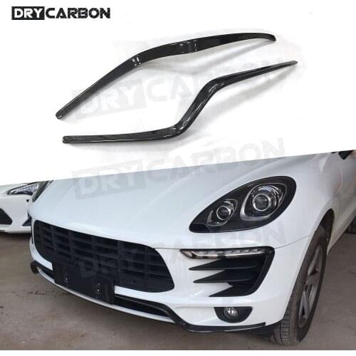 Fit For Porsche Macan 2014-2017 Front Bumper Trim Garnish Eyelids Real Carbon Fiber Decoration Air Knife Strips Car