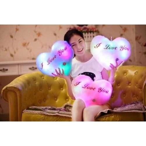 Hot LED Luminous Cushion , LED Light Pillow, Heart Shaped Plush Pillow, Kids Toys, Birthday Gift 5 Color Free Shipping #69