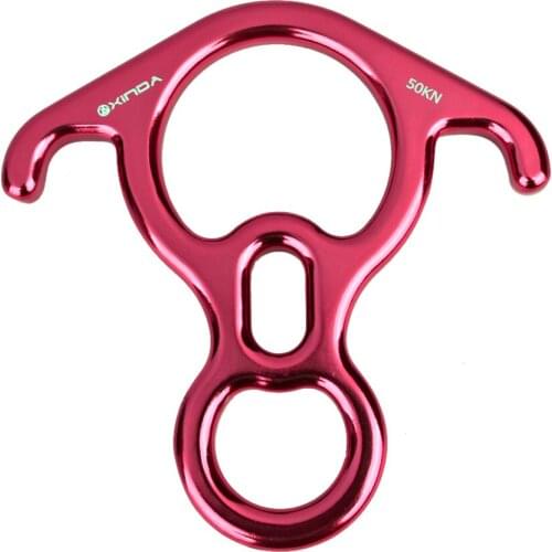 Professional Durable Alloy Figure 8 Ring Rope Descender for Climbing Rescue Rock Climbing Mountaineering Rappelling 50KN Red