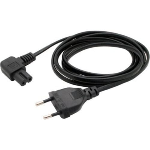 2PCS 1M EU Plug Power Cord 2Pin Tail Bend Power Cord EU TO C8 Left Turn right angle 90 degrees