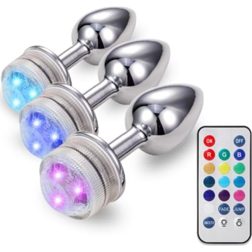 LED Colorful Light Metal Anal Plug NO Vibrator Masturbator For Adult Game Anal Dildo Erotic Toys BDSM Sex Toys Couples