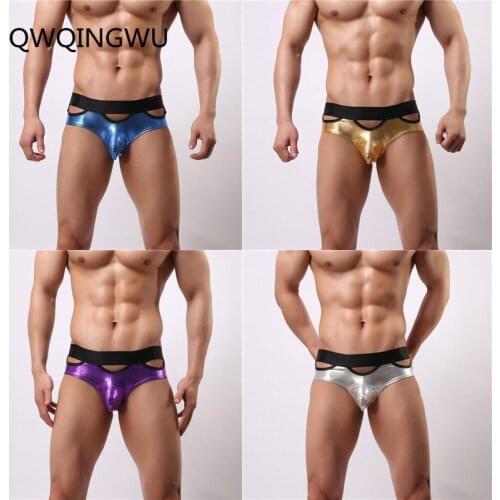 4PCS/Lot Men Underwear Gay Sexy Leather Imitation Briefs Mens Briefs Slip Hombre Underwear Penis Underpants Man Panties Brief