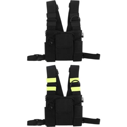 Universal Chest Front Dual Pocket Pack Pouch Holster Vest Rig Carry Case Bag for Baofeng 2 Way Radio Walkie Talkie