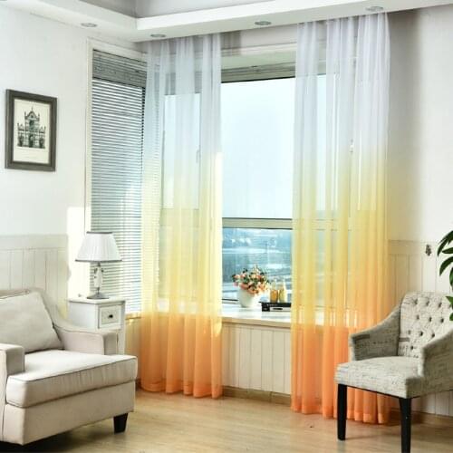 Curtains Gradient Color Print Voile Gray Window Modern Living Room Curtains Tulle Sheer Fabrics Rideaux Cortinas 185&30