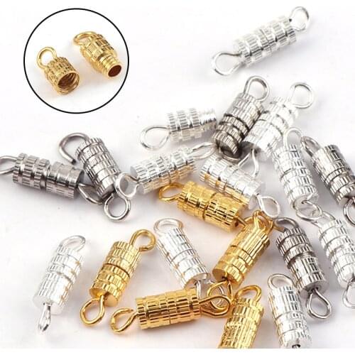 20pcs Screw Clasps for Bracelets Connectors for DIY Jewelry Accessories Gold Silver Color Cylinder Fasteners Spiral Closed
