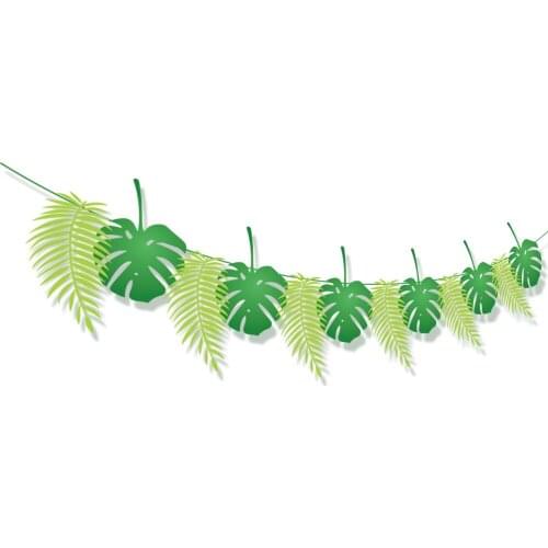 Green Leaves Safari Jungle Theme Party Decorations Baby Shower Wall Hanging Banner Baby Birthday Party Favors Supplies