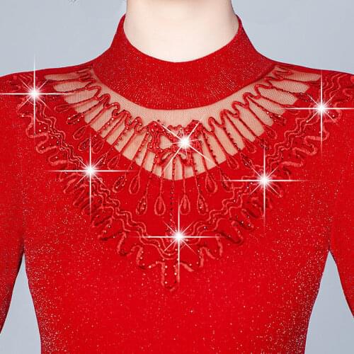 Women Blouse Womens Long-Sleeved Mesh T-shirt Womens Autumn Winter Lace Top Blouse Shirts Ropa De Mujer