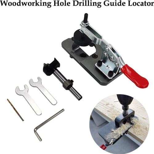 35mm Woodworking Hole Drilling Guide Locator Hinge Boring Jig with Fixture Aluminum Alloy Hole Opener Template Door Cabinets