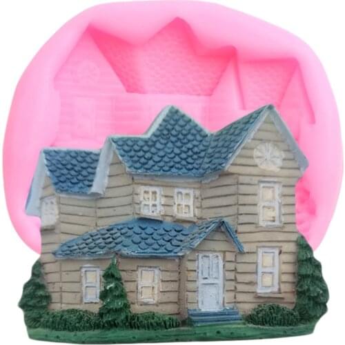 3D House Silicone Mold Villa Cupcake Topper Fondant Mold Cake Decorating Tools Jewelry Clay Mould Candy Chocolate Gumpaste Molds