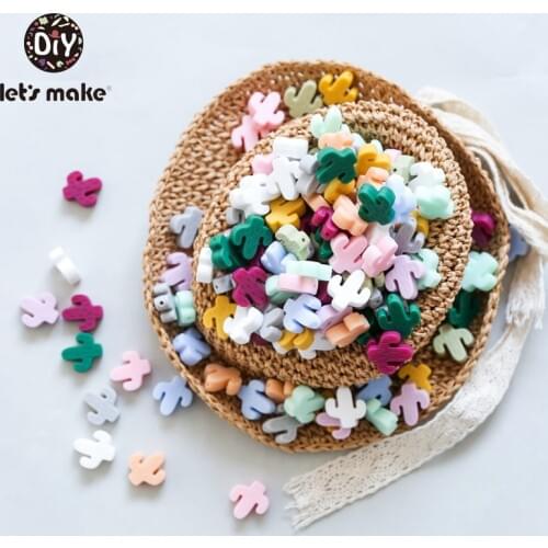 Lets Make 5pc Silicone Beads BPA Free Food Grade Teething Bead DIY Pacifier Cain Cactus Leaf Uicorn Baby Teether Accessories