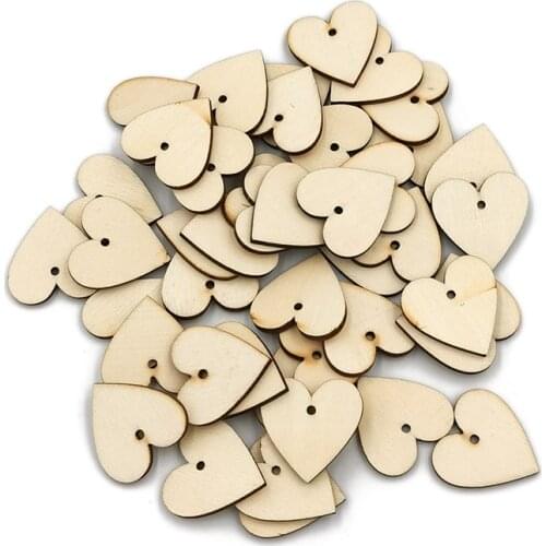 50pcs 30mm Love Heart Wooden DIY craft Laser Cut Embellishment Craft Decor Ornaments Wedding Decoration Fashion