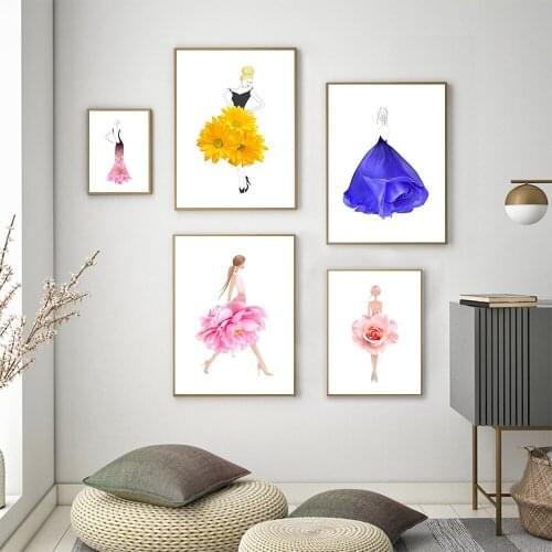 Woman In Different Dresses Abstract Fashion Canvas Painting Wall Art Print Poster Picture Decor Painting Living Room Home Decor