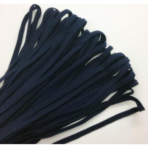 5yards/lot 1/4" 6mm Navy blue Multirole Thickening Satin Elastic Band Trim Sewing Spandex Lace Trim