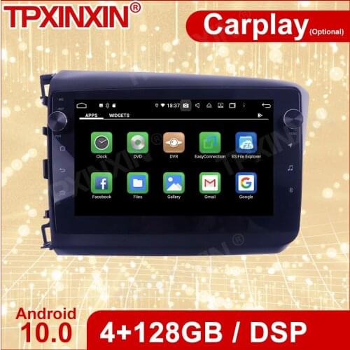 Wireless Carplay 2 Din Car Android10 Stereo Receiver For Honda Civic 2011 2012 2013 2014 2015 GPS Radio Audio Recorder Head Unit