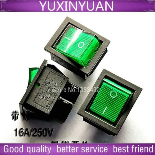 Large ship type switch KCD4-201 green 4 feet become warped plate with a light switch 16 band 2 a/250 v 5pcs/lot