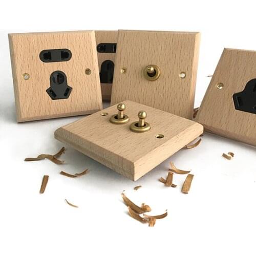 Depoguye Wood Wall Power Button, EU Standard General Retro Toggle light Switch, Home Stay Villa Antique on Off Switch 220V 86mm