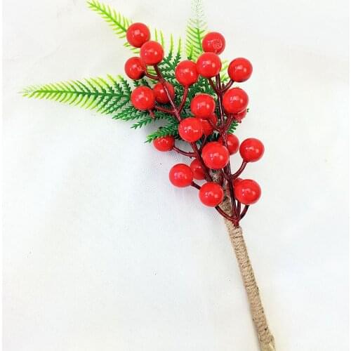 Home Wall Hanging Decoration Grid Frame with Foam Red Berry Bouquet Christmas Tree Accessories Living Room Decor