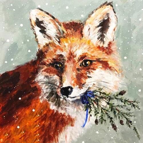 Evershine 5D DIY Diamond Embroidery Fox Cross Stitch Snow Diamond Painting Animal Winter Home Decorations