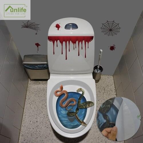 Funlife® Creepy Snakes Toilet Seat Stickers Easy to Clean Bathroom Decor Toilet Stickers Waterproof Self-Adhesive Wall Stickers