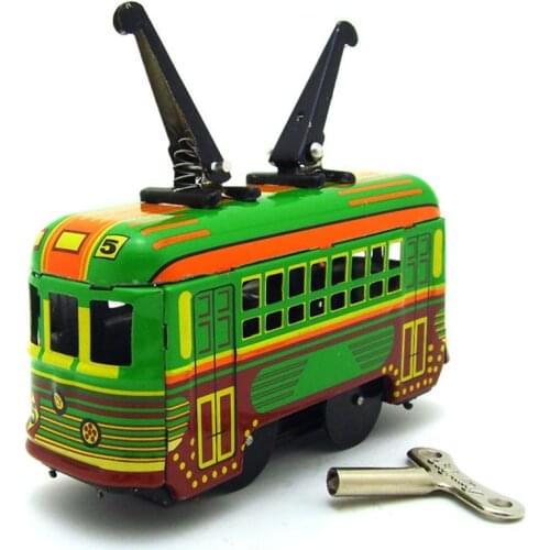 City Tram Wind Up Nostalgic 10cm Tin Toys Decoration Metal Gift Retro Crafts Toy Bar shop Photography Props Tintoy