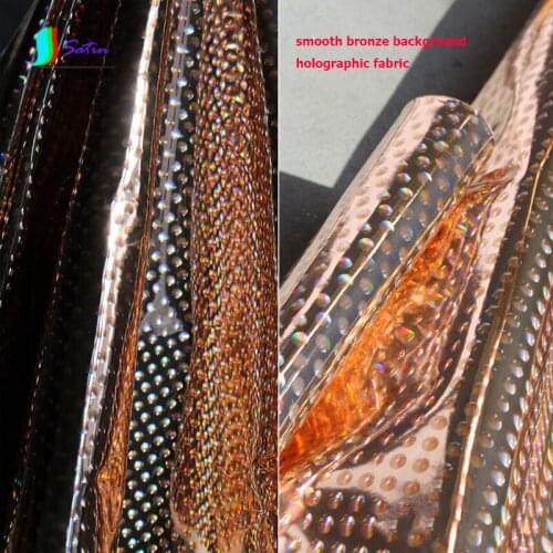 Imitate Metal Feeling PU Leather Bronze Background Smooth Surface Round Circle Style Holographic Fabric A0685L