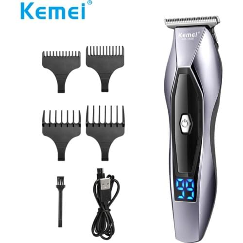 Kemei LCD Electric Hair Clipper for Men USB Rechargeable Electric Beard Trimmer Barber Hair Cutting Machine 2-speed adjustment