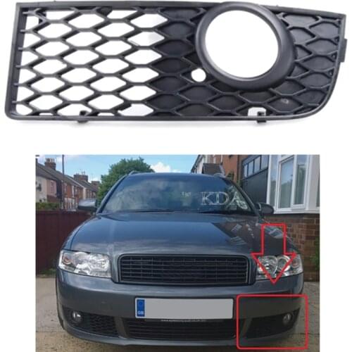 Left Right Honeycomb Front Bumper Fog Light Grille Grill Cover For Audi A4 B6 SLine 2001 2002 2003 2004 8E0807681C 8E0807682C