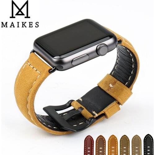 MAIKES genuine leather 44mm 40mm For Apple watch strap watch bracelet for apple watch bands 42mm 38mm iwatch series 5 4 3 2 1