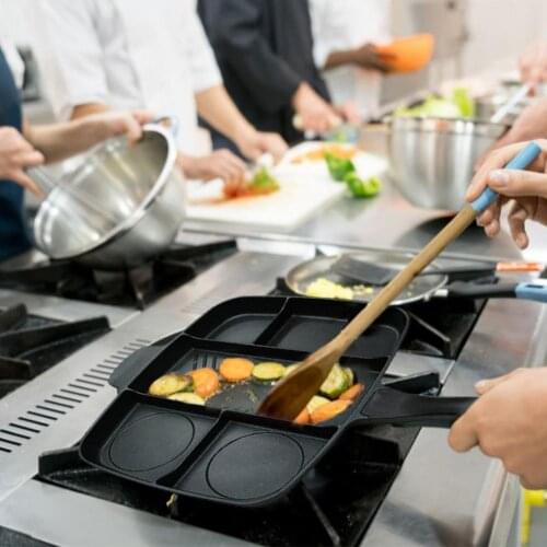 Multifunctional 5 In 1 Non-stick Frying Pan Aluminum Alloy Smoke-free Divided Grill Pan for All-in-One Cooked Breakfast Baking