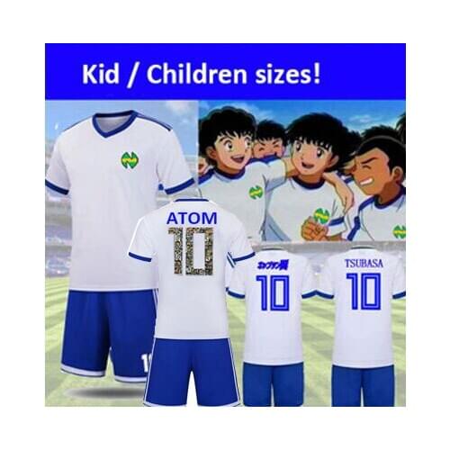 Kid children size! Camisetas Maillot de Foot strips Captain Ozora Tsubasa japan chile kits Oliver Atom y jersey