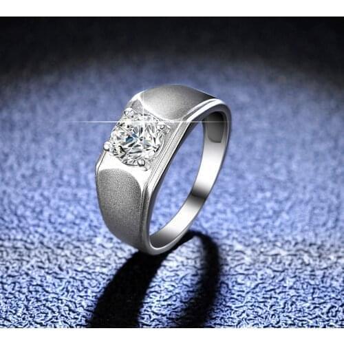 925 Sterling Silver 1 Ct Moissanite Ring Fashion Man Ring Engagement Wedding Bands Jewelry
